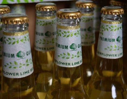 flower lime beer bottle