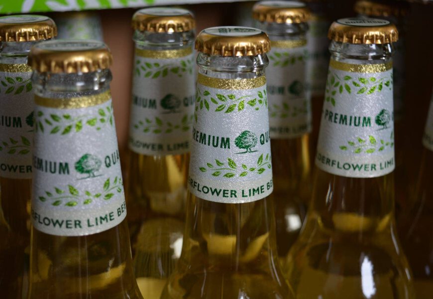 flower lime beer bottle